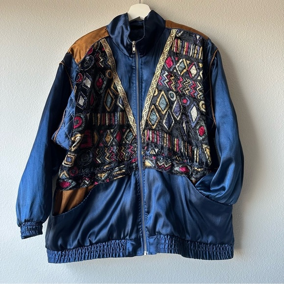 - Points west Vintage Multicolor Geometric women’s  Jacket - Picture 1 of 11